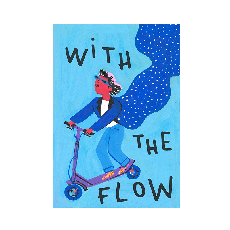 with the flow