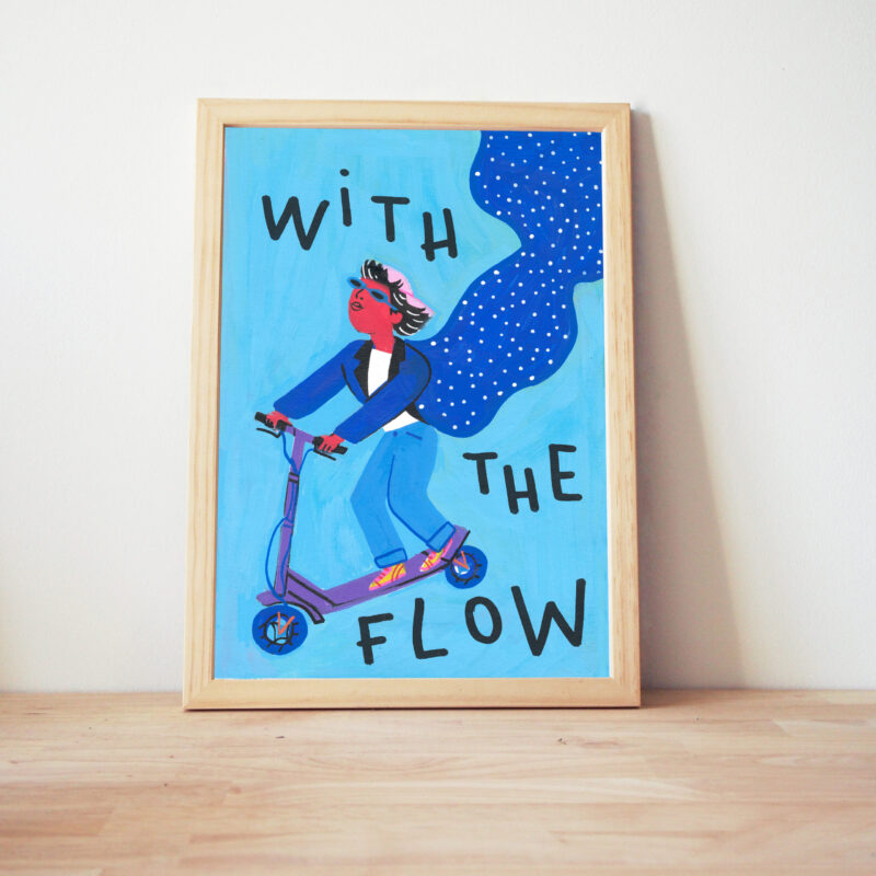 with the flow